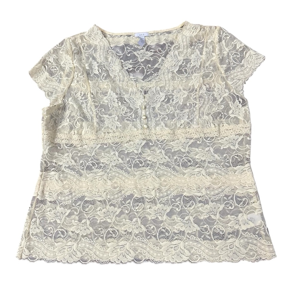 Apt 9 Womens‎ Y2K Lace Babydoll Top Size XL Yellow Dainty Fairy Romantic